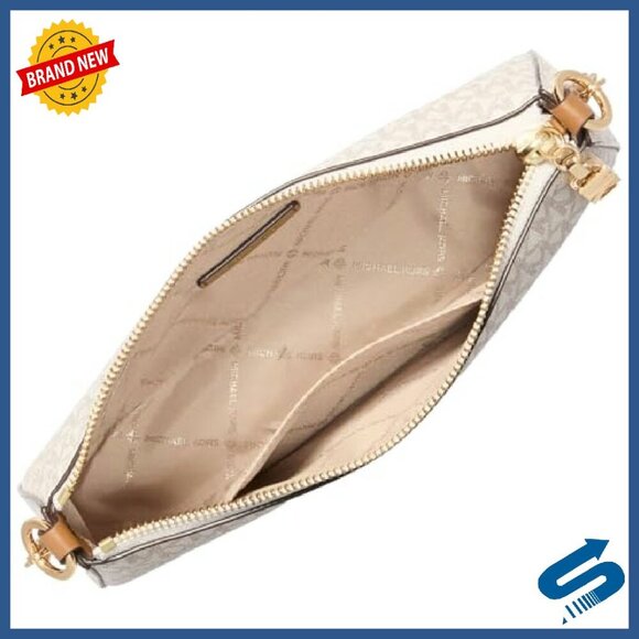 Signature Logo Canvas Chain Pouchette, Gold Hardware, Compact Shoulder Bag - Picture 3 of 4